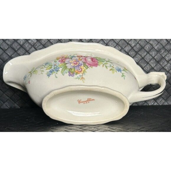 Carrollton Pottery Co. Antique Gravy Boat c1903-1937 Unique Flowers On Handle - Picture 5 of 15